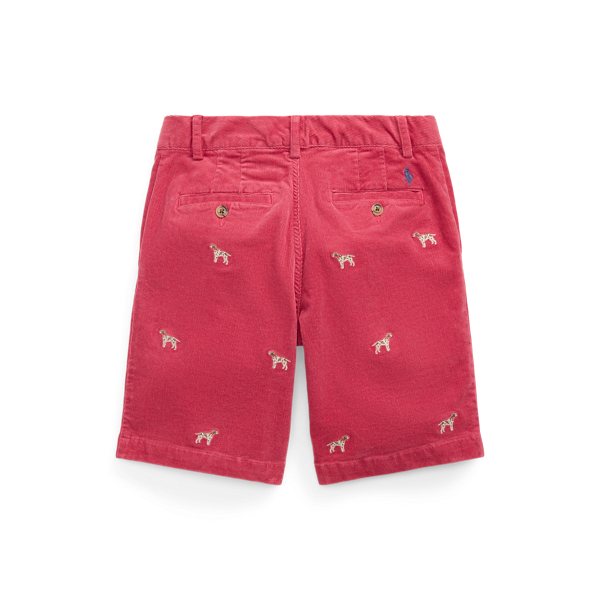Dog-Embroidered Stretch Corduroy Short
