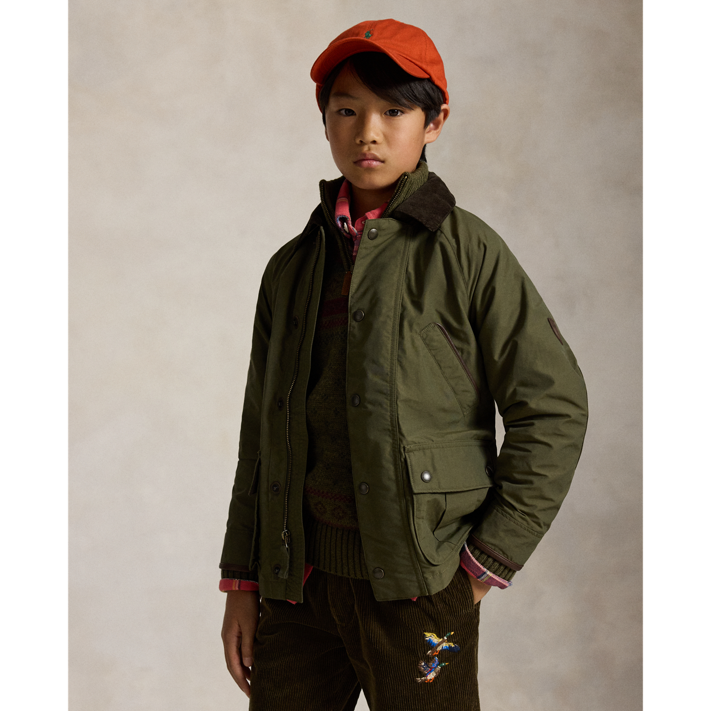 Детская куртка Ralph Lauren Cotton-Blend Field, цвет: Оливковый — фото 4