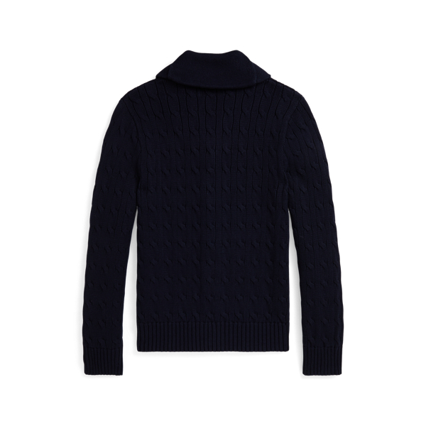 【値下げ】POLO RALPH LAUREN ケーブルニットショールカラーカーディガン ネイビー サイズ：XS (EC) マールド コットン ショールカラー カーディガン