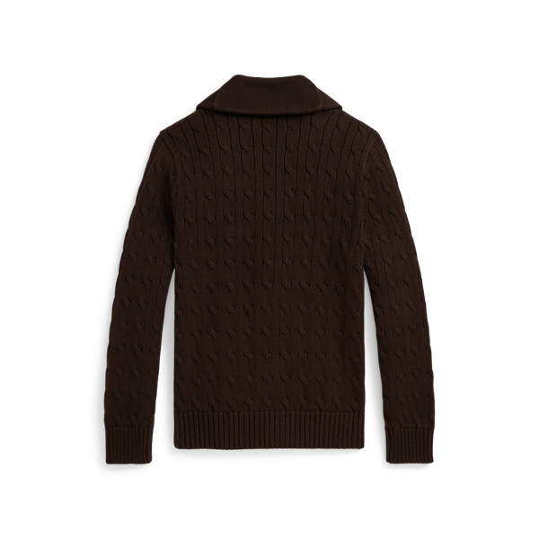 Cable-Knit Cotton Shawl Cardigan