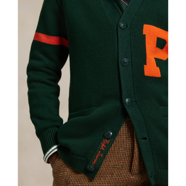 Cotton V-Neck Letter Cardigan