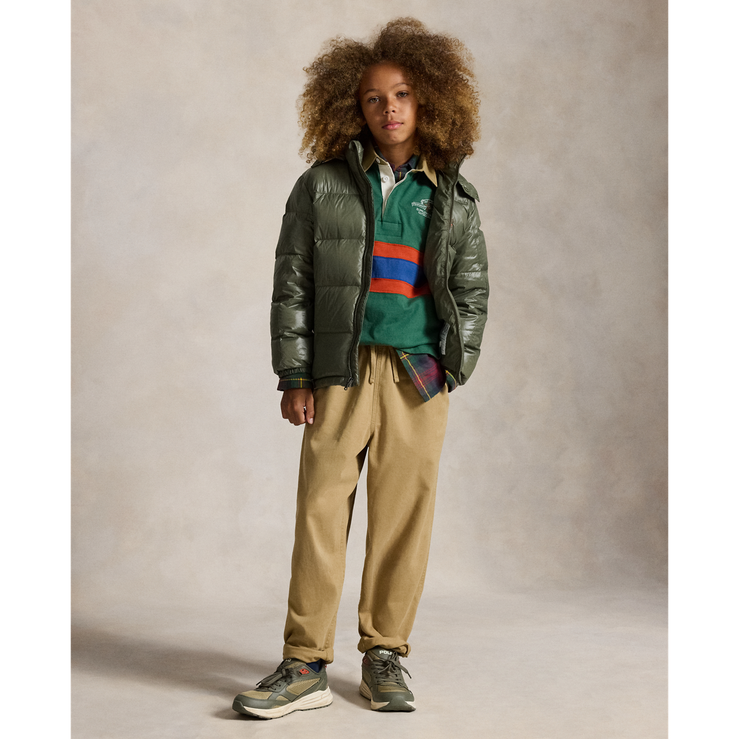 Детская куртка Ralph Lauren The Gorham Glossed Down, цвет: Оливковый — фото 2