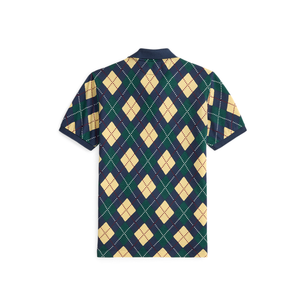 Argyle-Print Cotton Mesh Polo Shirt