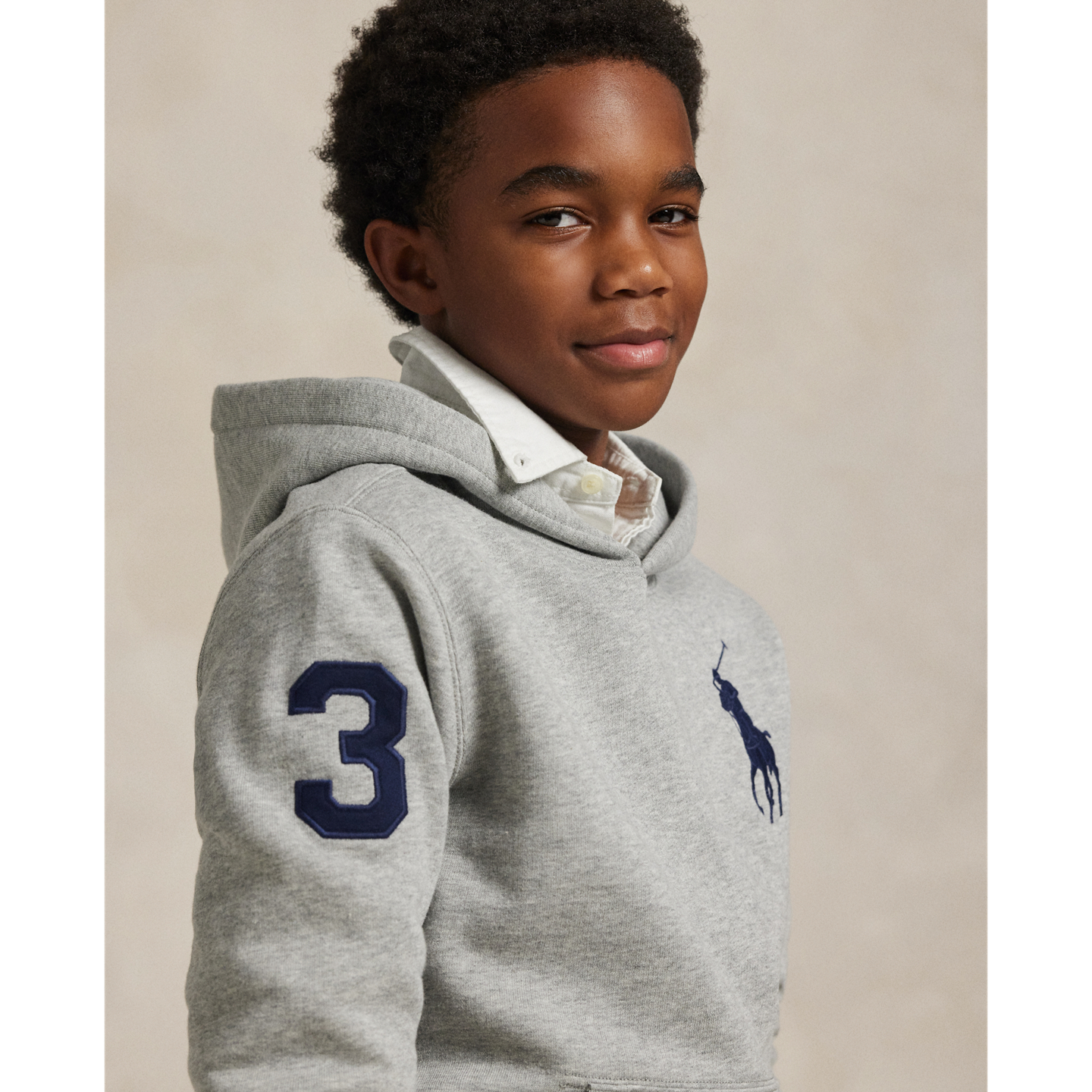 Детское худи Ralph Lauren Big Pony Fleece, цвет: Меланжевый — фото 3