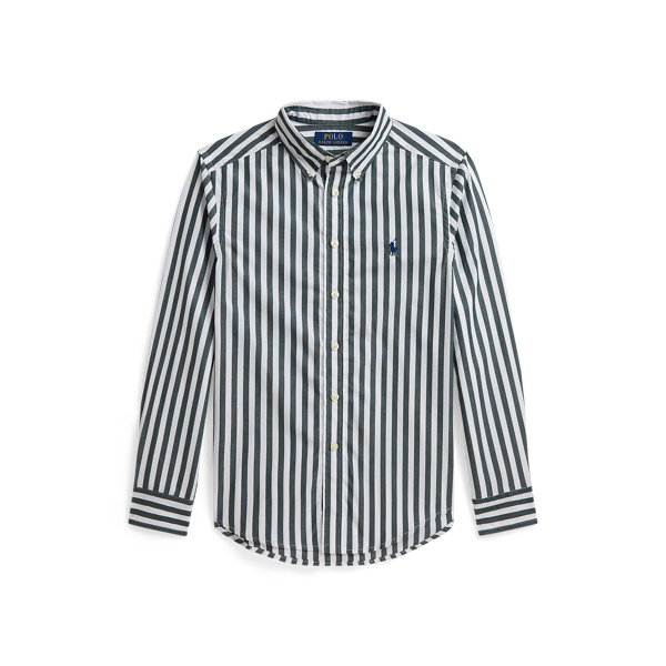 Green/White Striped Cotton Poplin Shirt Boys 8-20 1