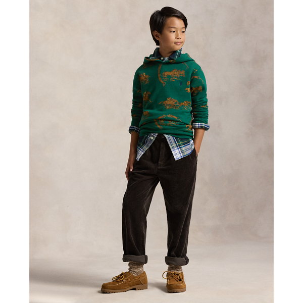 Equestrian-Print Fleece Hoodie