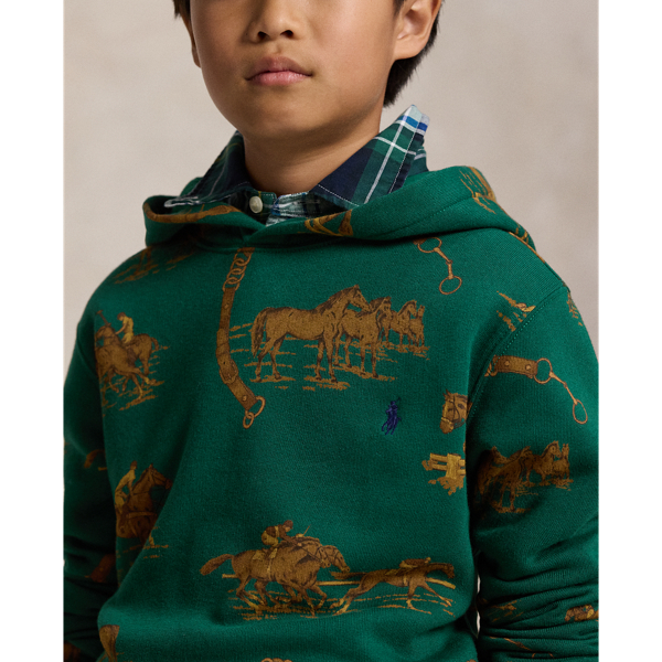 Equestrian-Print Fleece Hoodie