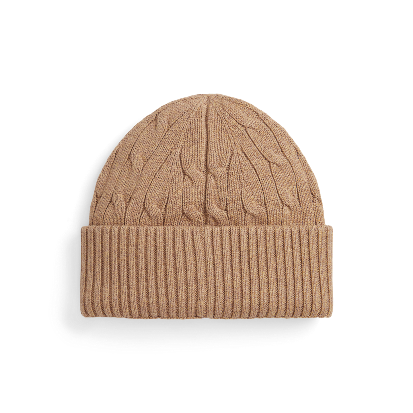 Детский головной убор Ralph Lauren Cable-Knit Cotton Hat, цвет: Верблюжий меланжевый — фото 1