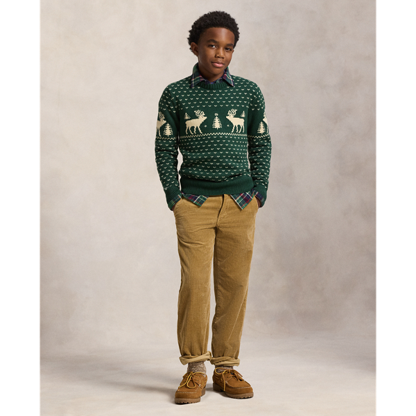 Reindeer-Intarsia Cotton-Blend Sweater