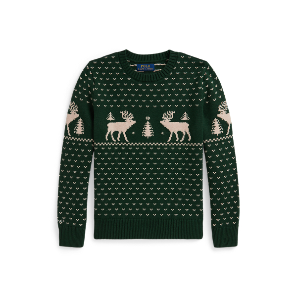 Reindeer-Intarsia Cotton-Blend Sweater