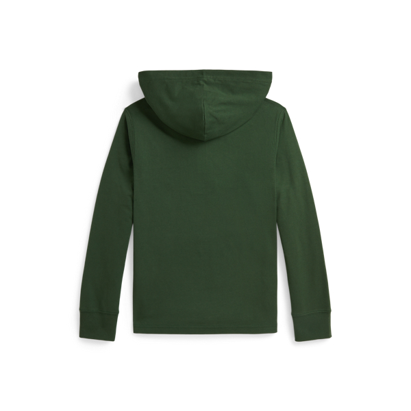 Plaid-Trim Hooded Rugby Shirt