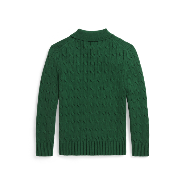 Verano Green Cable-Knit Cotton Polo Sweater Boys 8-20 2