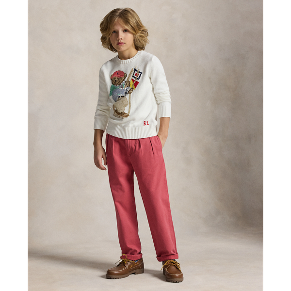 Baumwollpullover mit Polo Bear Boys 6-14 Years in Deckbeizen-Wei&szlig; 4