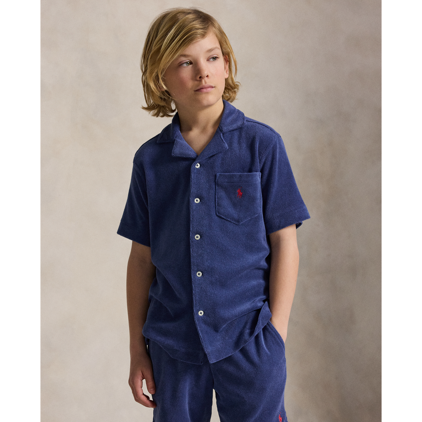 Детская рубашка Ralph Lauren Terry Camp, цвет: Светлый тёмно-синий — фото 4