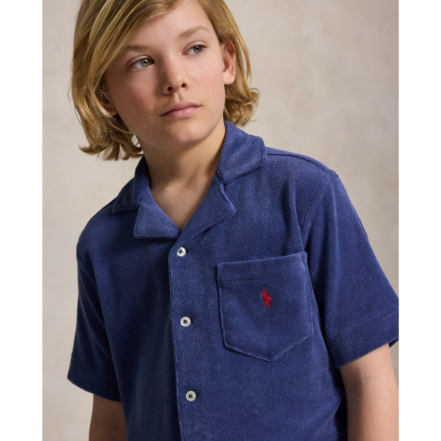 Детская рубашка Ralph Lauren Terry Camp, цвет: Светлый тёмно-синий — фото 3