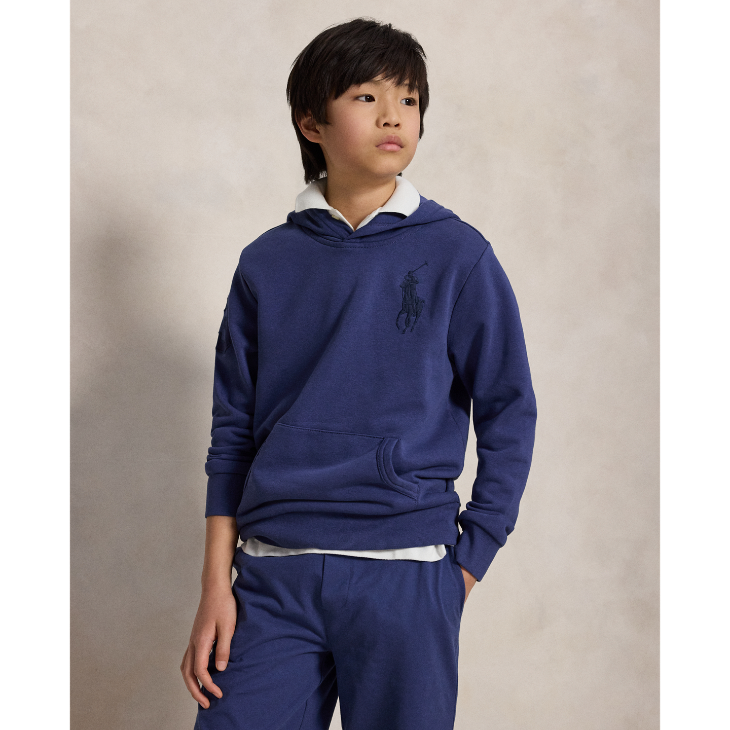Детское худи Ralph Lauren Big Pony French Terry, цвет: Светлый тёмно-синий — фото 4