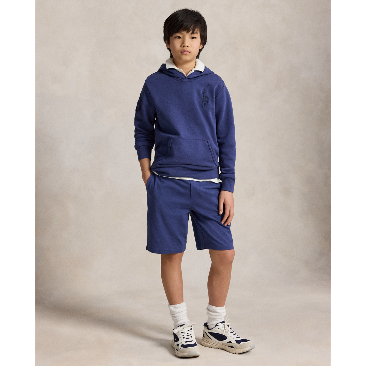 Детское худи Ralph Lauren Big Pony French Terry, цвет: Светлый тёмно-синий — фото 2