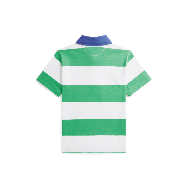 Plato Green/White Striped Cotton Short-Sleeve Rugby Shirt Boys 8-20 3