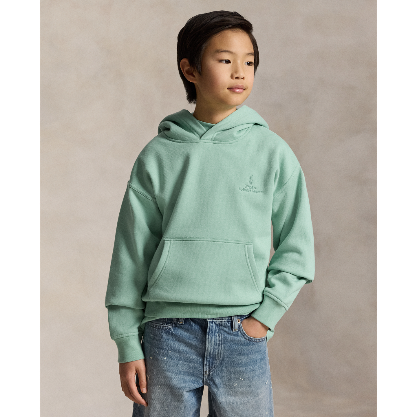 Детское худи Ralph Lauren Big Fit Logo Fleece, цвет: Celadon — фото 4