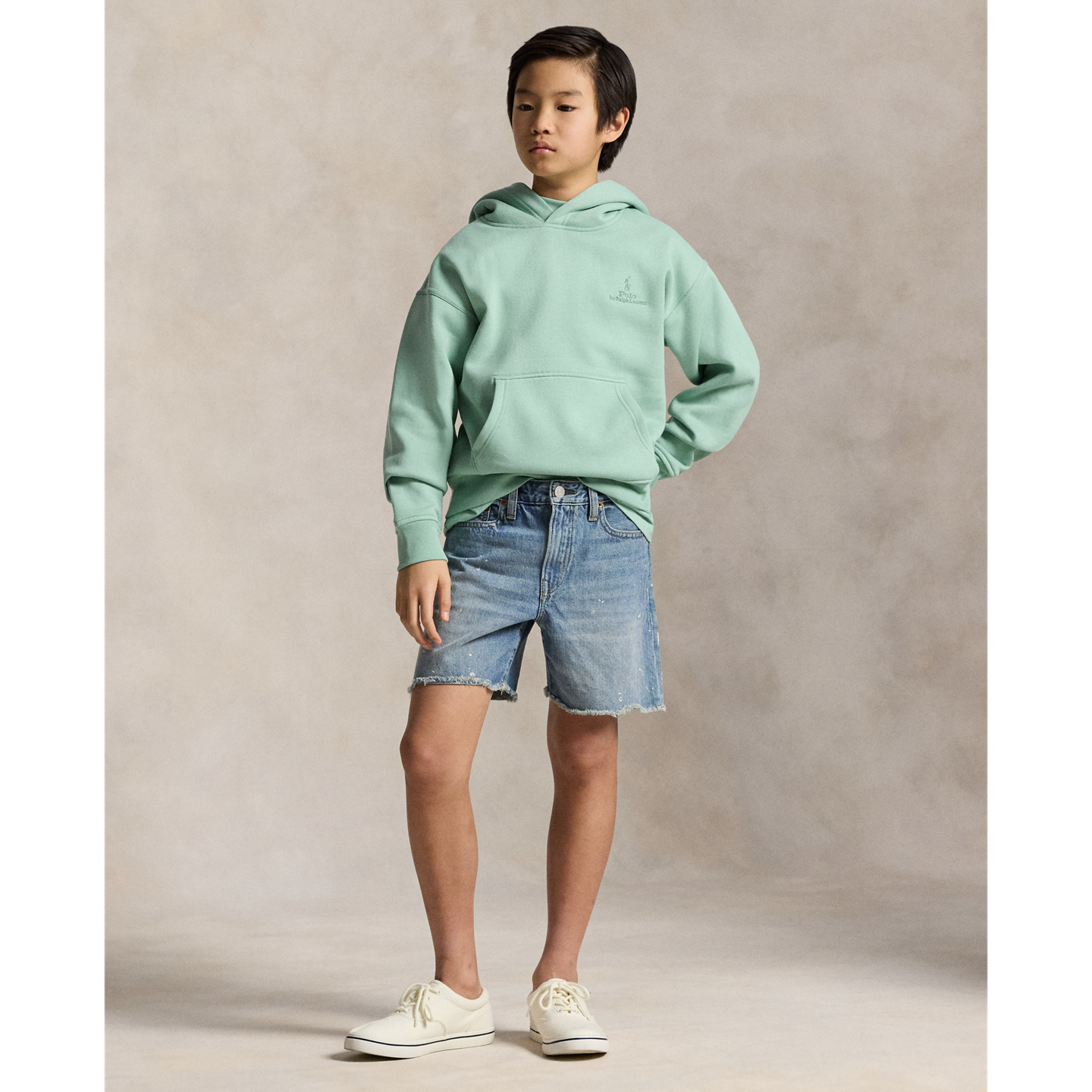 Детское худи Ralph Lauren Big Fit Logo Fleece, цвет: Celadon — фото 2