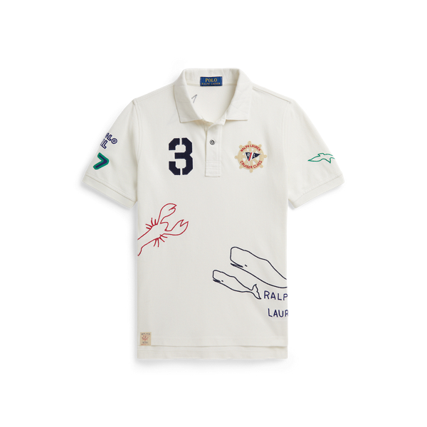 Cotton Mesh Graphic Polo Shirt