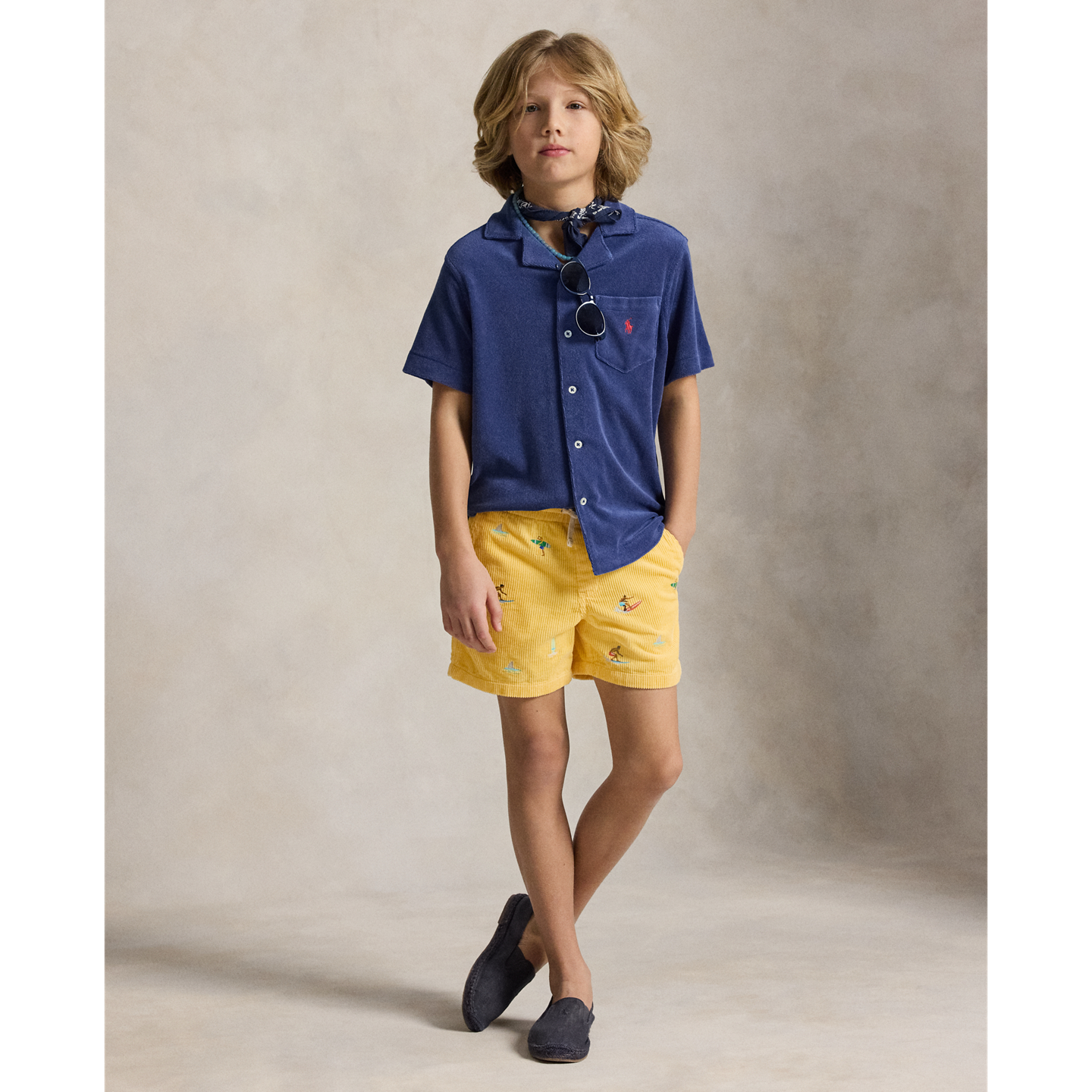 Детские шорты Ralph Lauren Polo Prepster Embroidered Corduroy, цвет: Пляжный жёлтый — фото 4