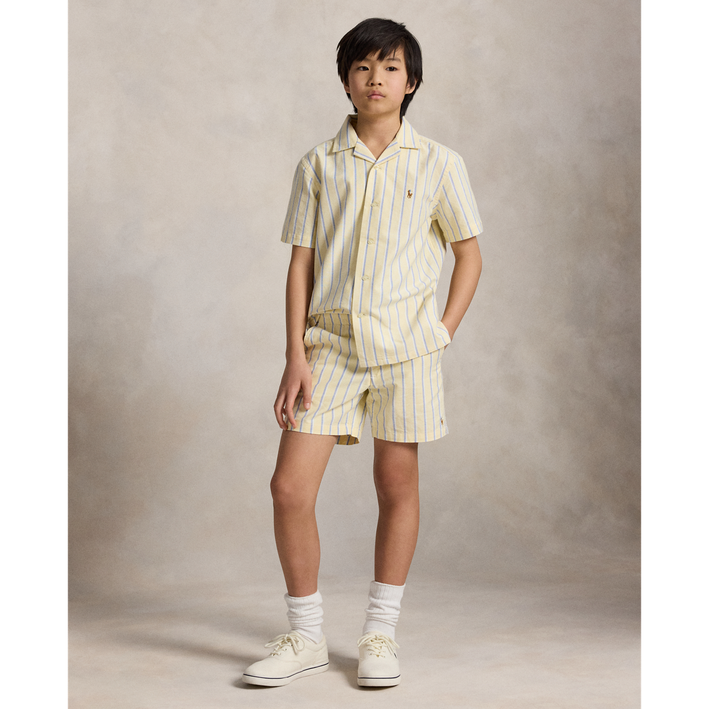 Детские шорты Ralph Lauren Polo Prepster Striped Oxford Short, цвет: Жёлтый синий разноцветный — фото 4