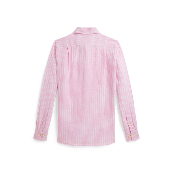 Carmel Pink/White Striped Linen Shirt Boys 8-18 2