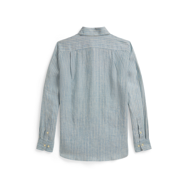Blue Cream Striped Linen Shirt Boys 6-14 Years 2