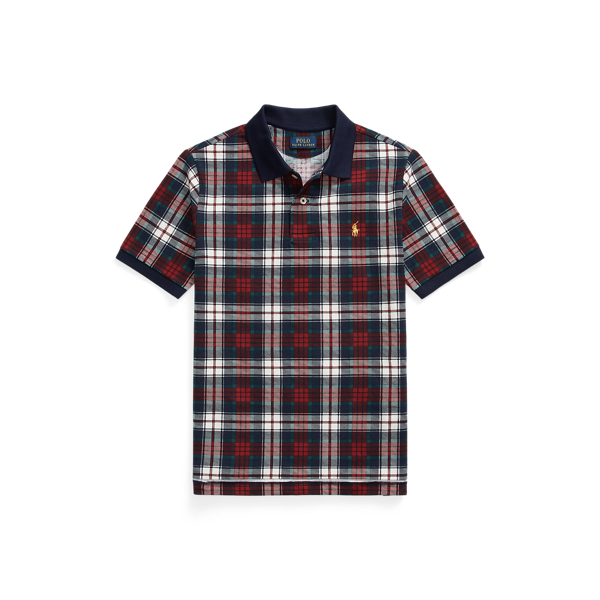 Plaid Cotton Mesh Polo Shirt