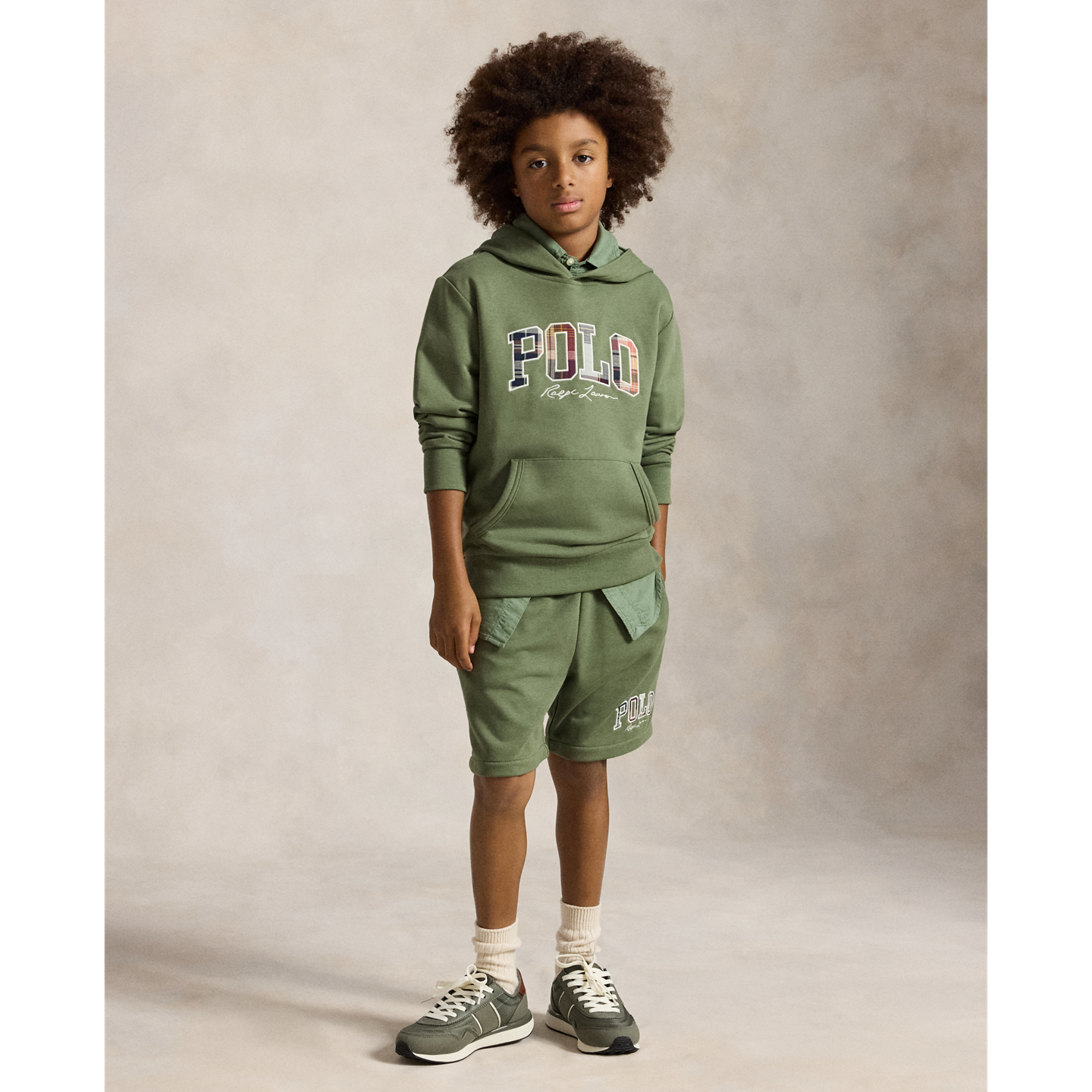 Шорты Ralph Lauren Madras-Logo French Terry Short, цвет: Зелёный — фото 4