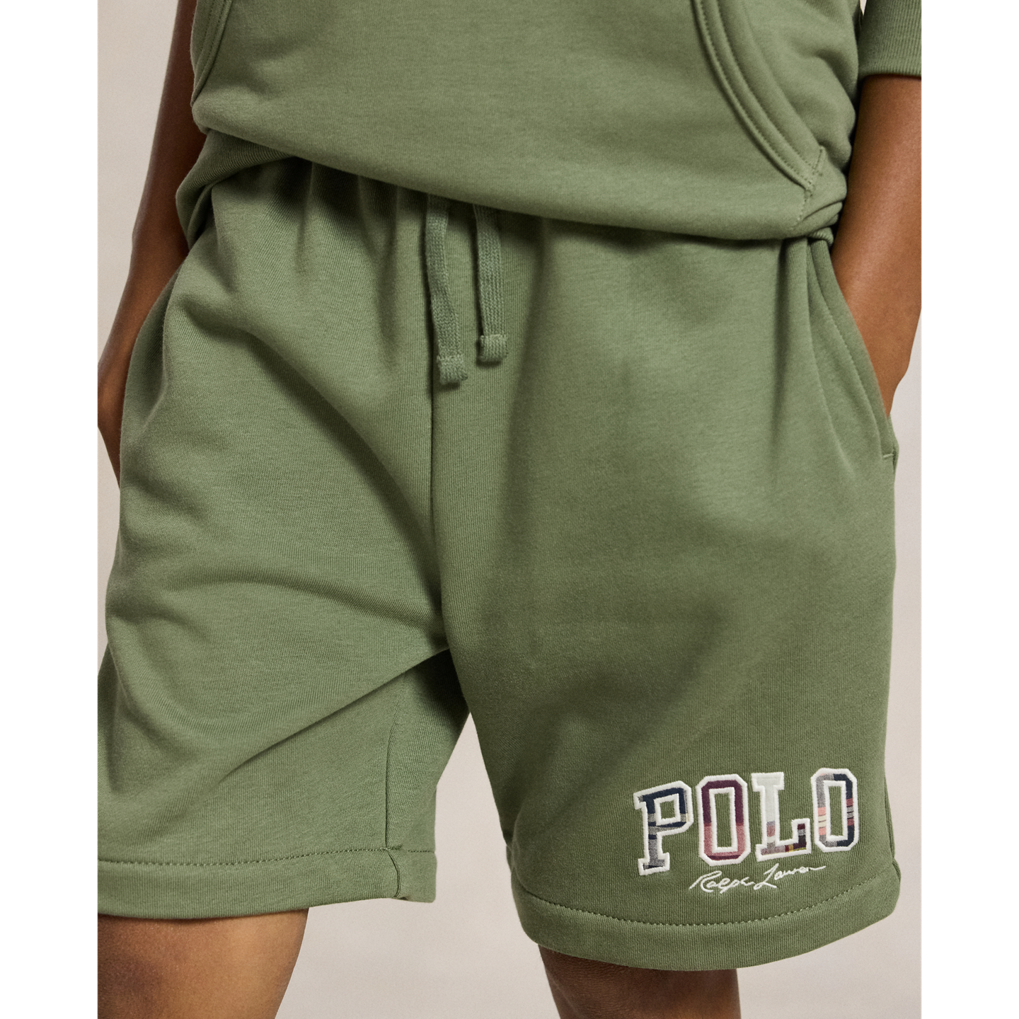 Шорты Ralph Lauren Madras-Logo French Terry Short, цвет: Зелёный — фото 3