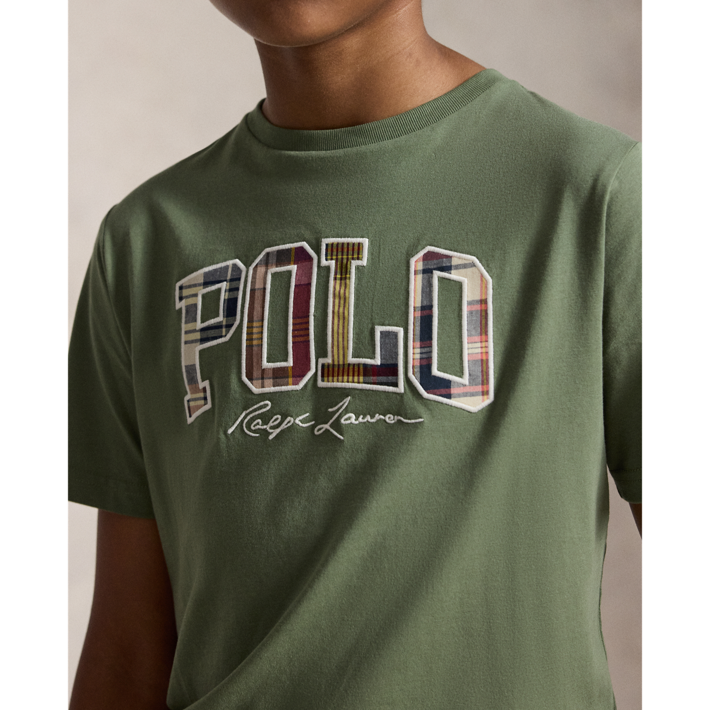 Детская футболка Ralph Lauren Madras-Logo Cotton Jersey, цвет: Зелёный — фото 3