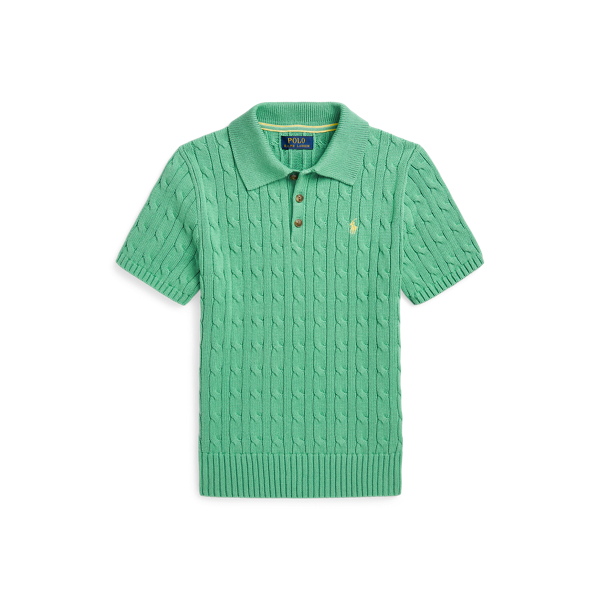 Pullover mit Polokragen und Zopfmuster Boys 6-14 Years in Seebad-Gr&uuml;n 1