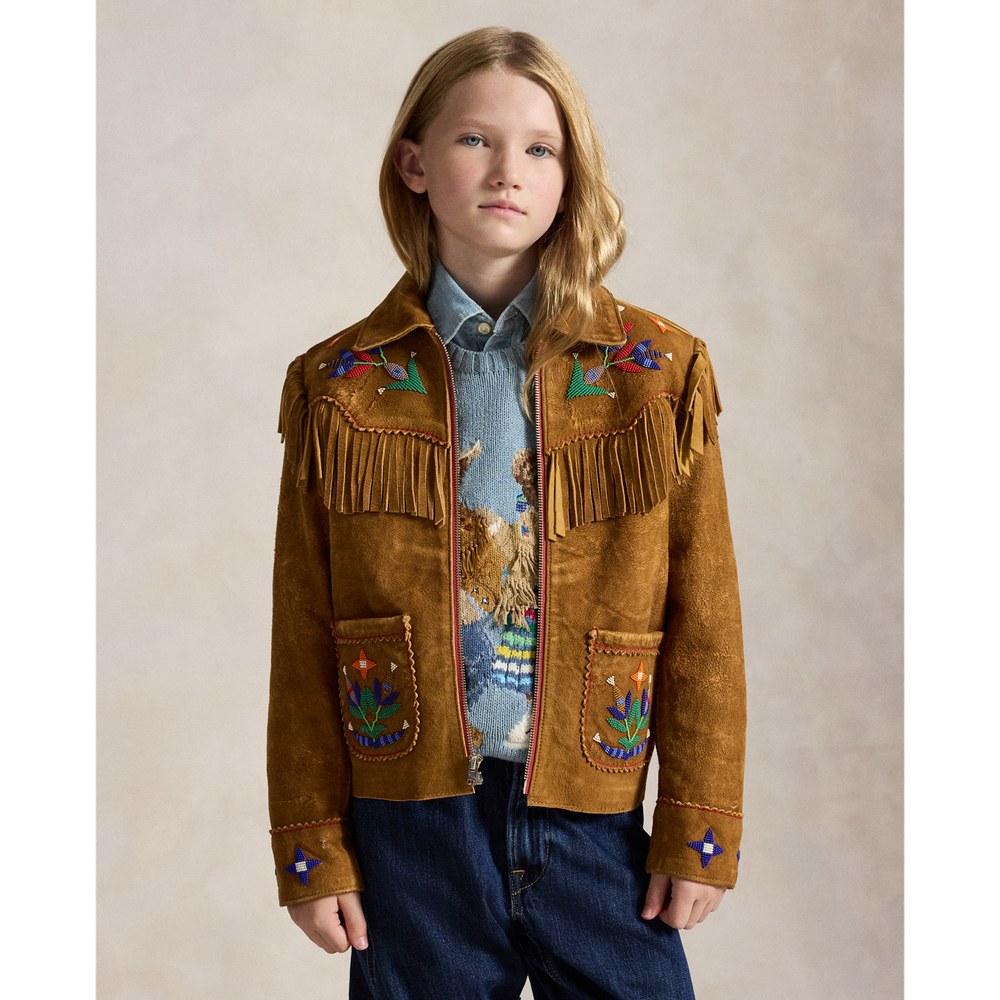 Куртка Ralph Lauren PRL x TÓPA Standing Sage Fringe, цвет: Верблюжий — фото 3