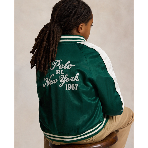 Logo-Baseballjacke aus Satin