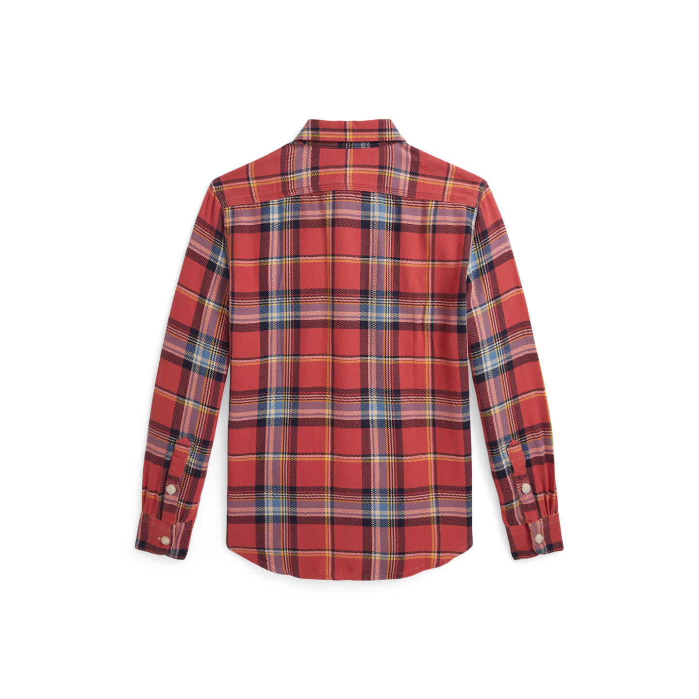 Детские рубашки Ralph Lauren Plaid Cotton Flannel Workshirt, цвет: Красный — фото 1
