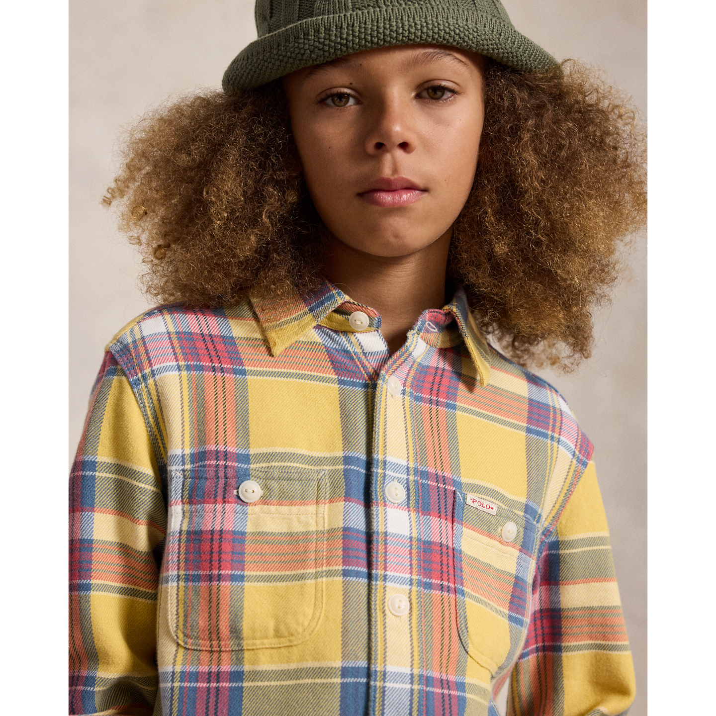 Детские рубашки Ralph Lauren Plaid Cotton Flannel Workshirt, цвет: Синий / Красный разноцветный — фото 3