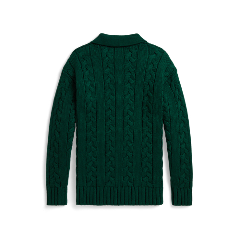 Ralph Lauren Cable-Knit Cotton-Wool Polo Sweater