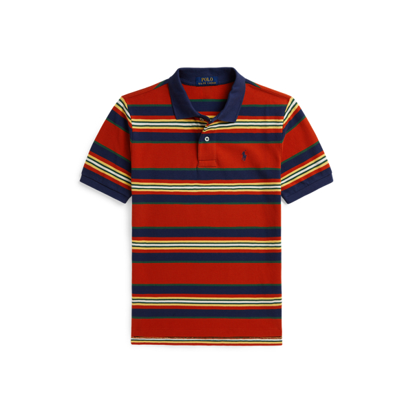 Striped Cotton Mesh Polo Shirt