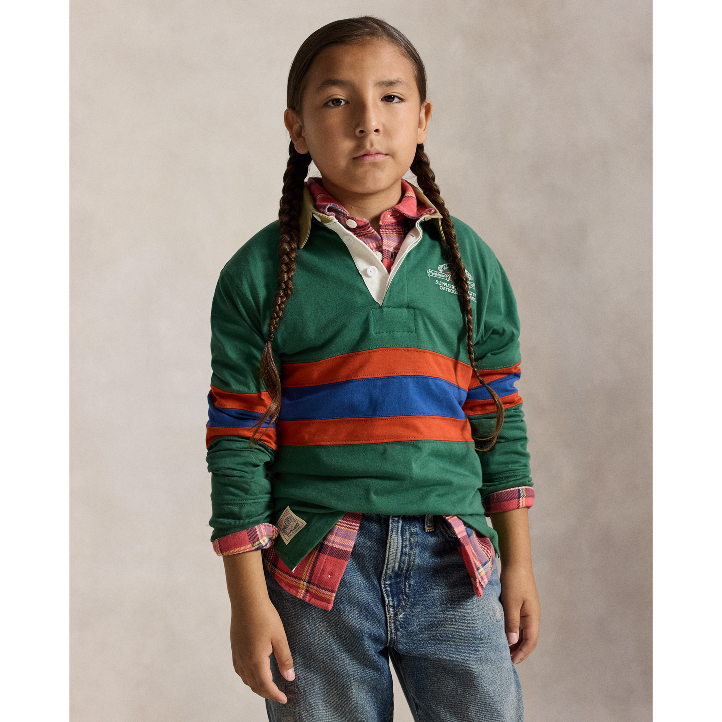 Детская рубашка Ralph Lauren Polo Sportsman Cotton Rugby, цвет: Зелёный разноцветный — фото 4