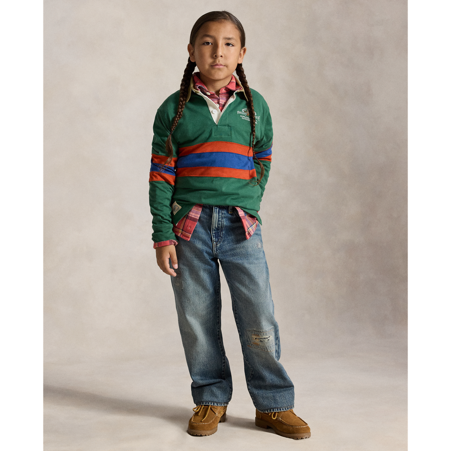 Детская рубашка Ralph Lauren Polo Sportsman Cotton Rugby, цвет: Зелёный разноцветный — фото 2