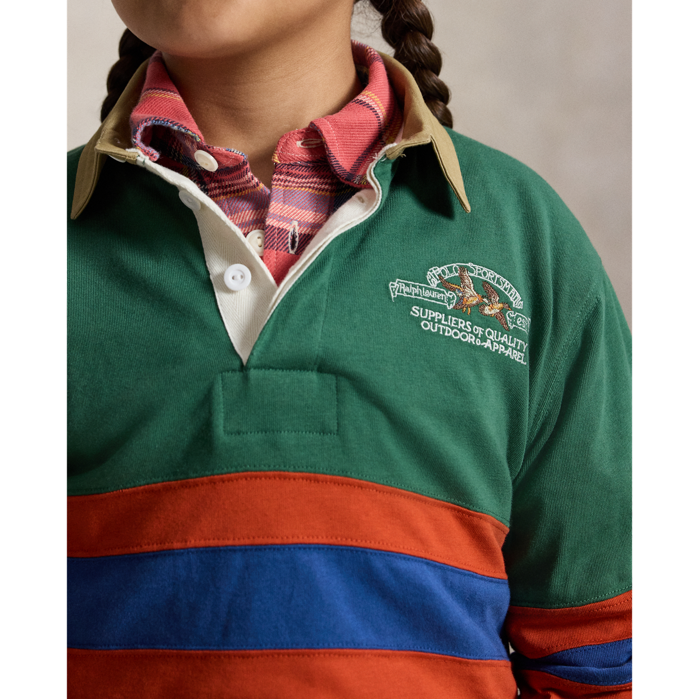 Детская рубашка Ralph Lauren Polo Sportsman Cotton Rugby, цвет: Зелёный разноцветный — фото 3