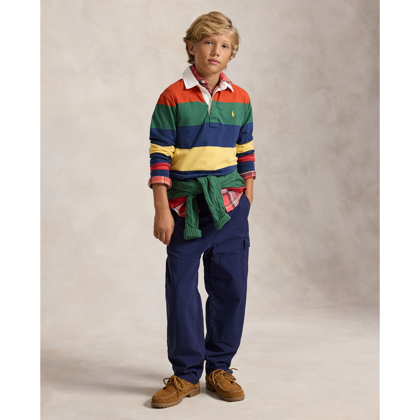 Детская рубашка Ralph Lauren Striped Cotton Rugby, цвет: Красный разноцветный — фото 2