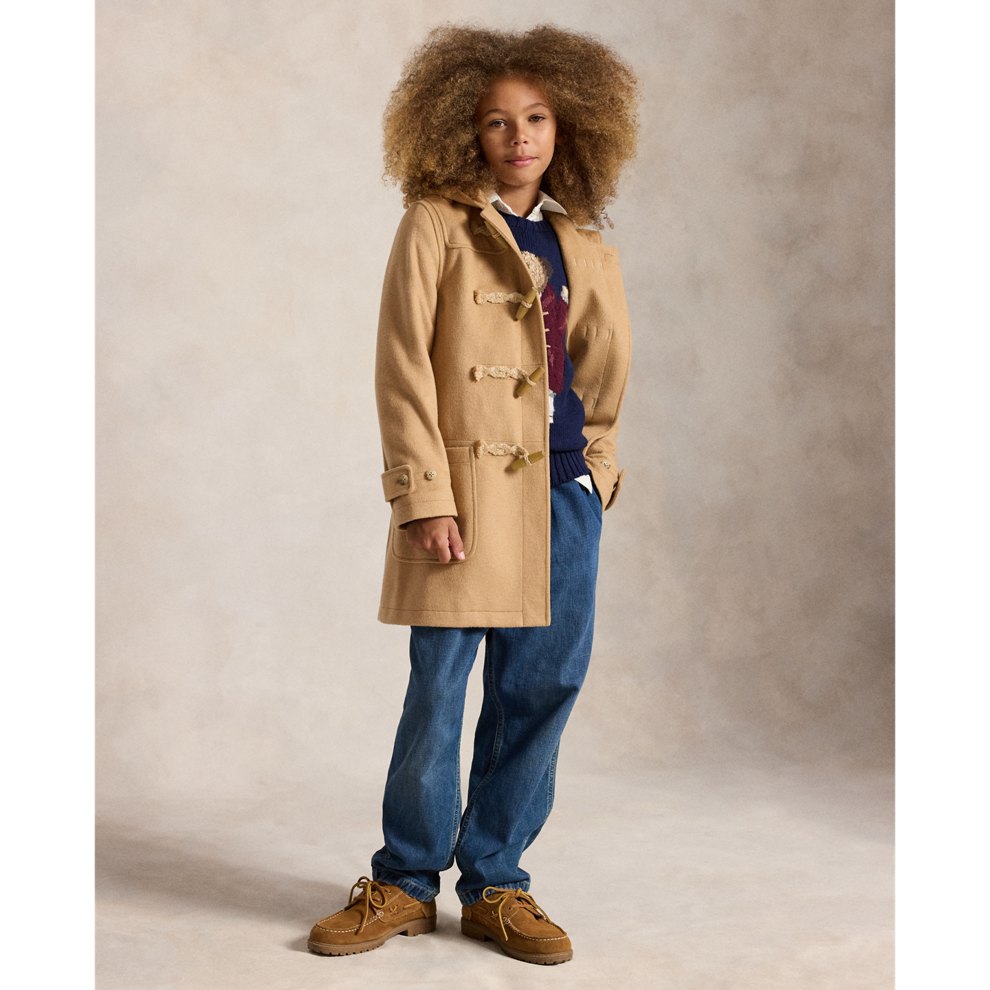 Детское пальто Ralph Lauren Knit Hooded Toggle, цвет: Верблюжий — фото 4