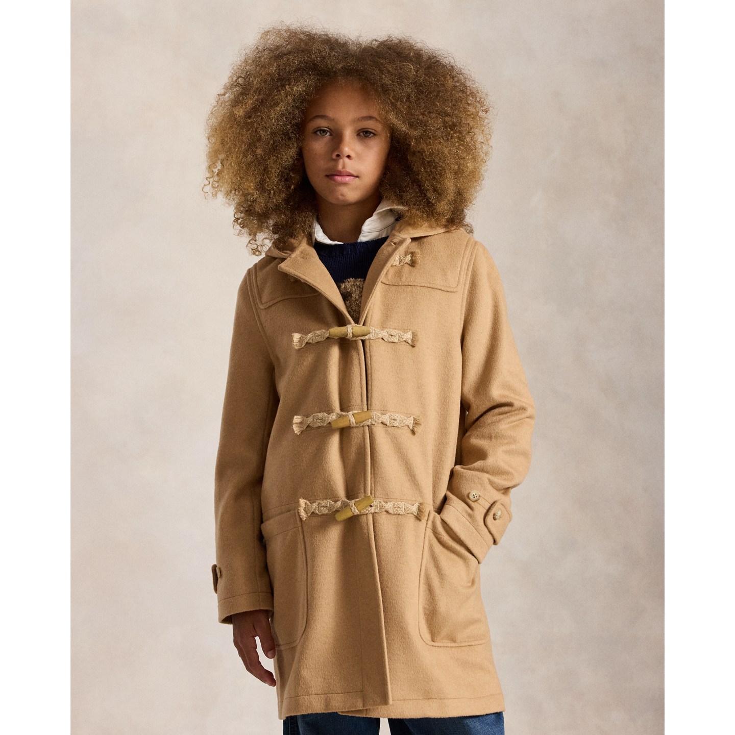 Детское пальто Ralph Lauren Knit Hooded Toggle, цвет: Верблюжий — фото 2