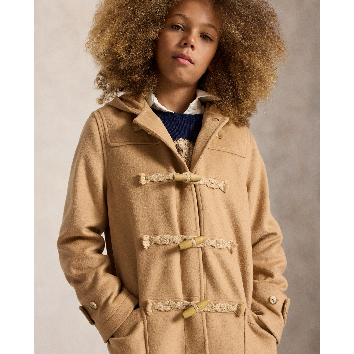 Детское пальто Ralph Lauren Knit Hooded Toggle, цвет: Верблюжий — фото 3