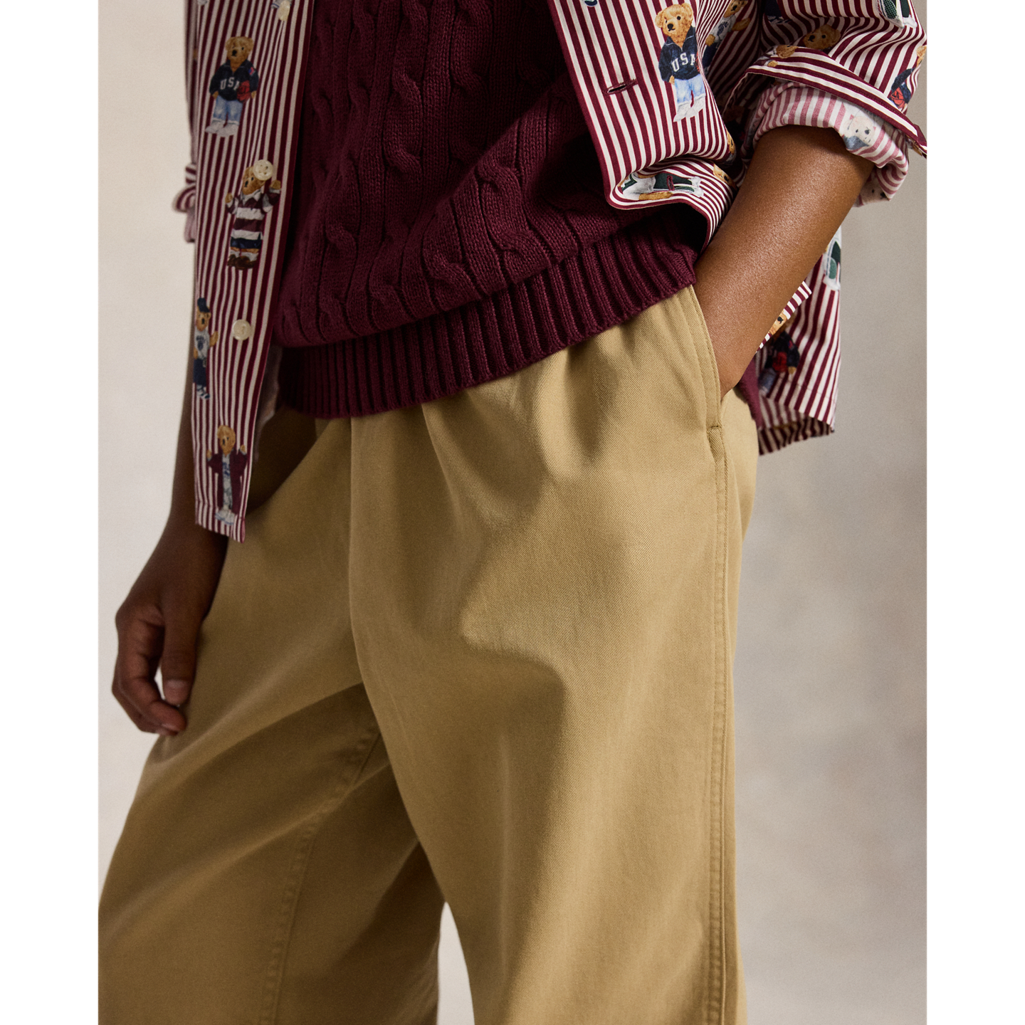 Детские брюки Ralph Lauren Big Fit Cotton Twill, цвет: Верблюжий — фото 3