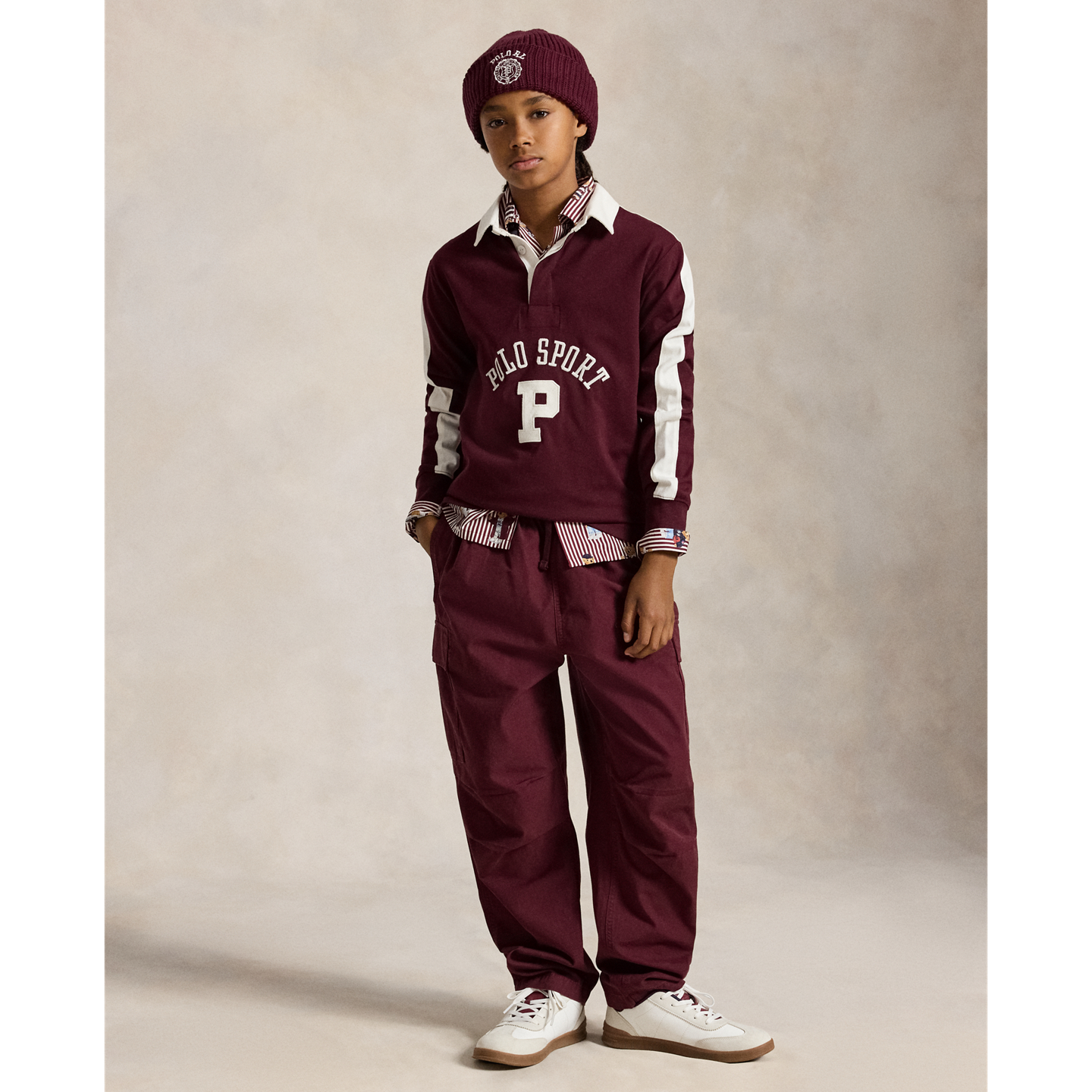 Детские брюки Ralph Lauren Big Fit Cotton Ripstop Cargo, цвет: Насыщенный рубиновый — фото 4