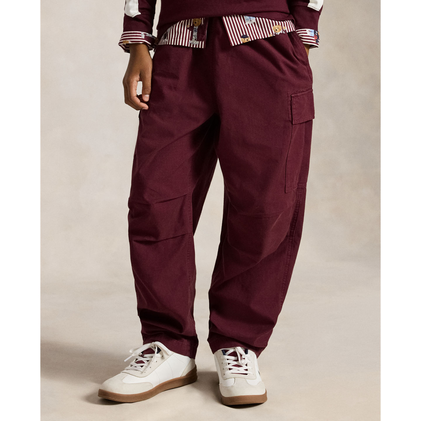 Детские брюки Ralph Lauren Big Fit Cotton Ripstop Cargo, цвет: Насыщенный рубиновый — фото 2